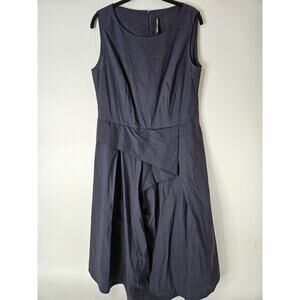 Peter O. Mahler navy blue rouched side drape neck Artsy dress Pockets 3